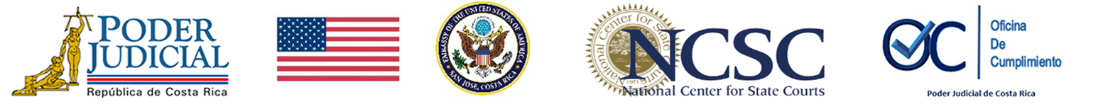 Conjunto de logos del poder judicial, Embajada De Estados Unidos, National Center y oficina de cumplimiento